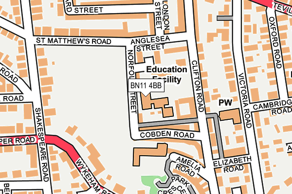 BN11 4BB map - OS OpenMap – Local (Ordnance Survey)