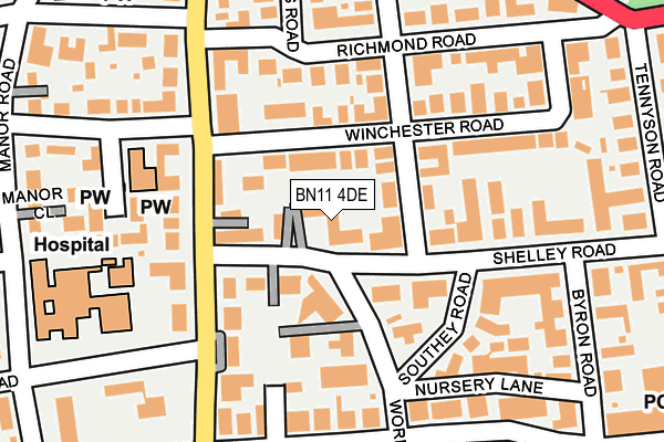 BN11 4DE map - OS OpenMap – Local (Ordnance Survey)