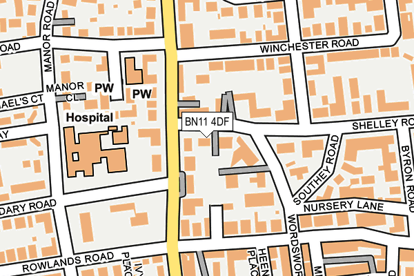 BN11 4DF map - OS OpenMap – Local (Ordnance Survey)