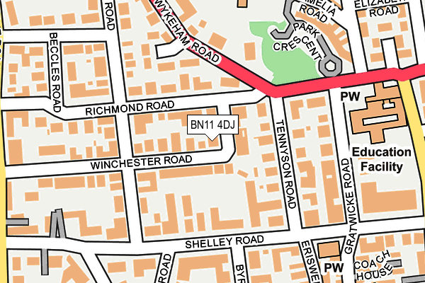 BN11 4DJ map - OS OpenMap – Local (Ordnance Survey)