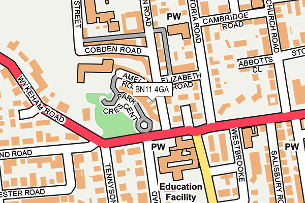 BN11 4GA map - OS OpenMap – Local (Ordnance Survey)