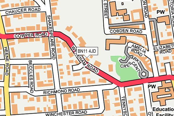 BN11 4JD map - OS OpenMap – Local (Ordnance Survey)
