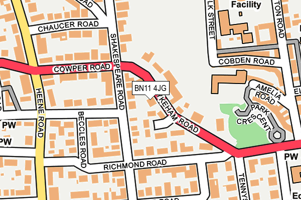 BN11 4JG map - OS OpenMap – Local (Ordnance Survey)