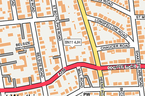 BN11 4JH map - OS OpenMap – Local (Ordnance Survey)