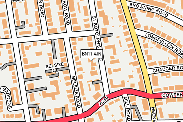BN11 4JN map - OS OpenMap – Local (Ordnance Survey)