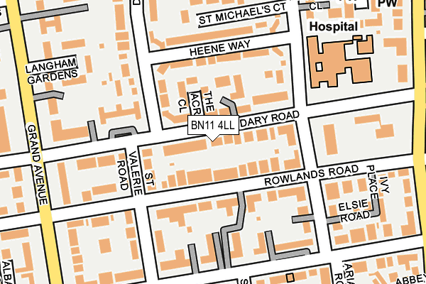 BN11 4LL map - OS OpenMap – Local (Ordnance Survey)