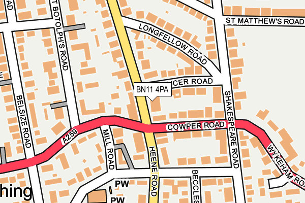 BN11 4PA map - OS OpenMap – Local (Ordnance Survey)