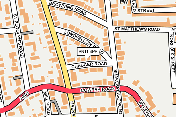BN11 4PB map - OS OpenMap – Local (Ordnance Survey)