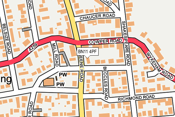 BN11 4PF map - OS OpenMap – Local (Ordnance Survey)