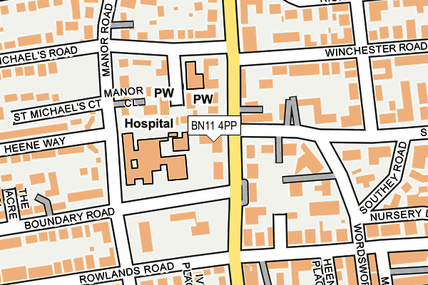 BN11 4PP map - OS OpenMap – Local (Ordnance Survey)