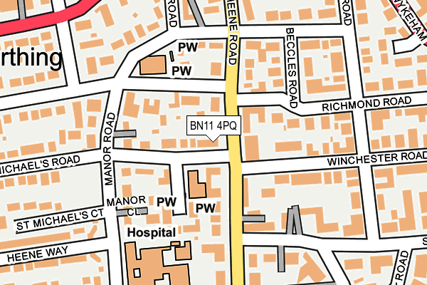 BN11 4PQ map - OS OpenMap – Local (Ordnance Survey)