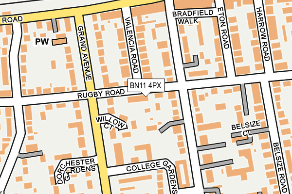 BN11 4PX map - OS OpenMap – Local (Ordnance Survey)