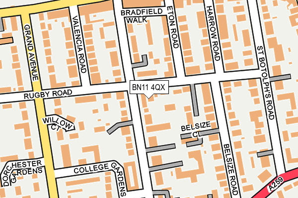 BN11 4QX map - OS OpenMap – Local (Ordnance Survey)