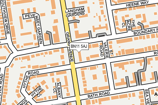 BN11 5AJ map - OS OpenMap – Local (Ordnance Survey)