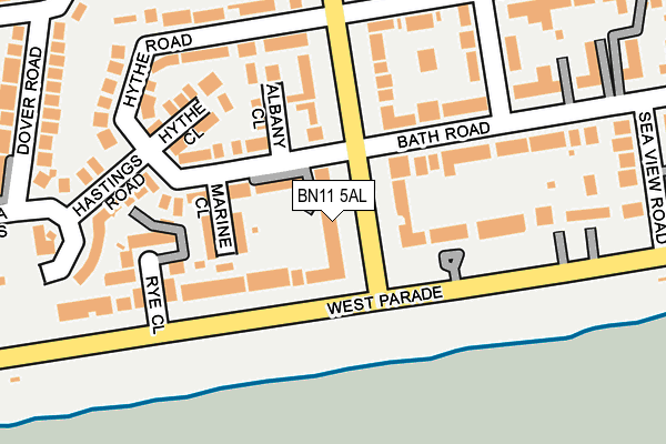 BN11 5AL map - OS OpenMap – Local (Ordnance Survey)