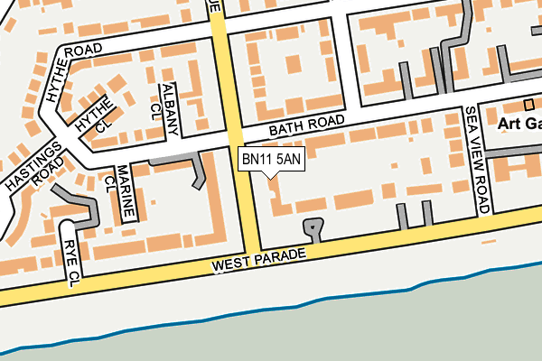 BN11 5AN map - OS OpenMap – Local (Ordnance Survey)