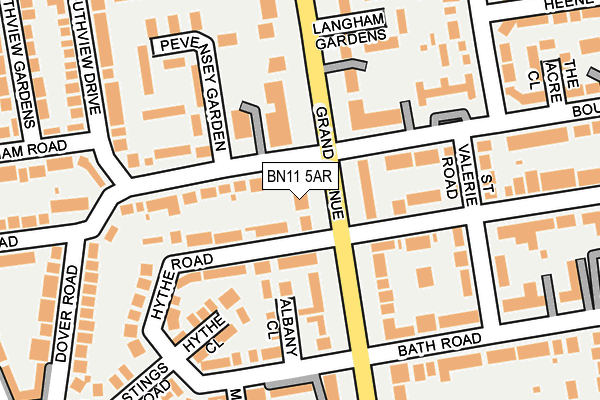 BN11 5AR map - OS OpenMap – Local (Ordnance Survey)