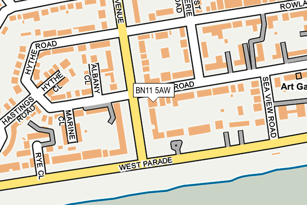 BN11 5AW map - OS OpenMap – Local (Ordnance Survey)