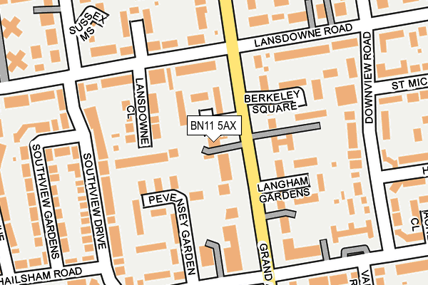 BN11 5AX map - OS OpenMap – Local (Ordnance Survey)