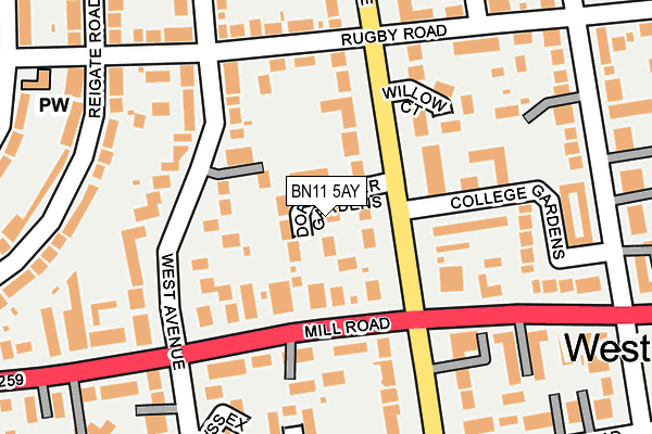 BN11 5AY map - OS OpenMap – Local (Ordnance Survey)