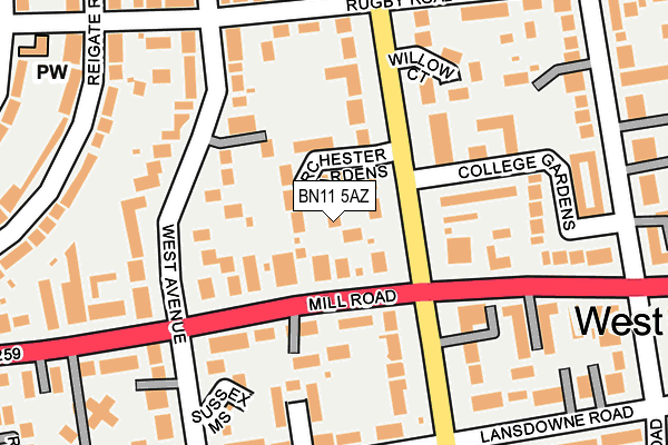 BN11 5AZ map - OS OpenMap – Local (Ordnance Survey)