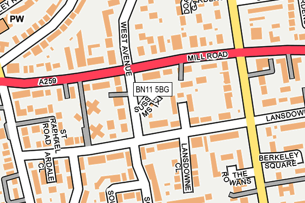 BN11 5BG map - OS OpenMap – Local (Ordnance Survey)