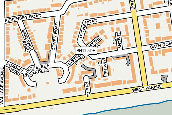 BN11 5DE map - OS OpenMap – Local (Ordnance Survey)