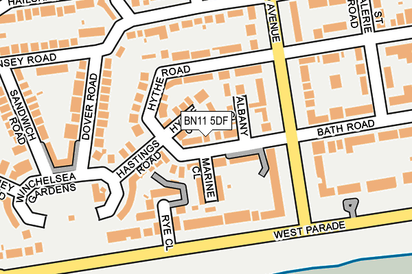 BN11 5DF map - OS OpenMap – Local (Ordnance Survey)