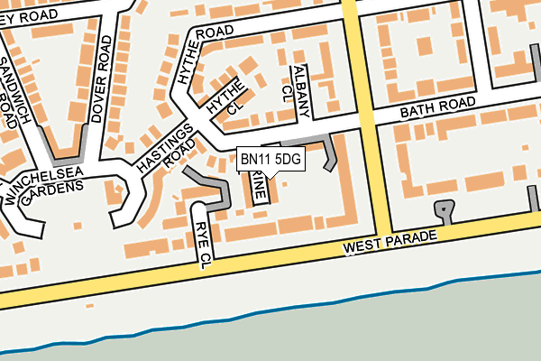 BN11 5DG map - OS OpenMap – Local (Ordnance Survey)