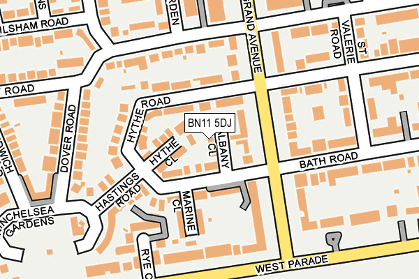 BN11 5DJ map - OS OpenMap – Local (Ordnance Survey)
