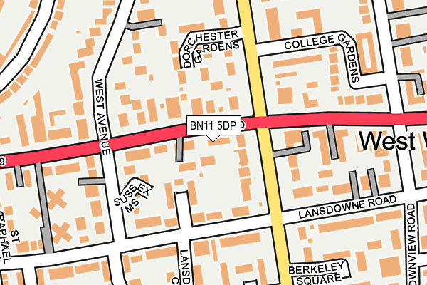 BN11 5DP map - OS OpenMap – Local (Ordnance Survey)