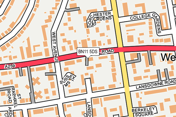 BN11 5DS map - OS OpenMap – Local (Ordnance Survey)