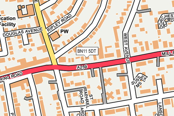 BN11 5DT map - OS OpenMap – Local (Ordnance Survey)
