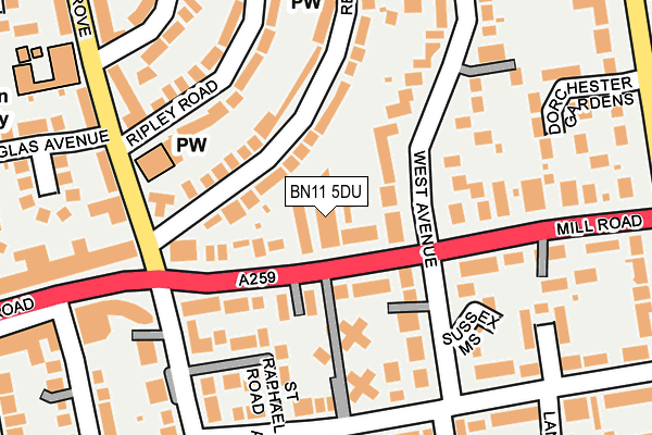 BN11 5DU map - OS OpenMap – Local (Ordnance Survey)