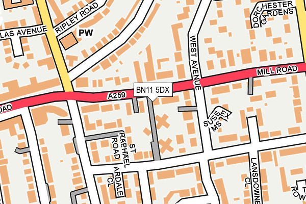 BN11 5DX map - OS OpenMap – Local (Ordnance Survey)