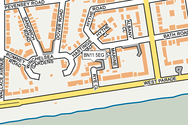 BN11 5EG map - OS OpenMap – Local (Ordnance Survey)