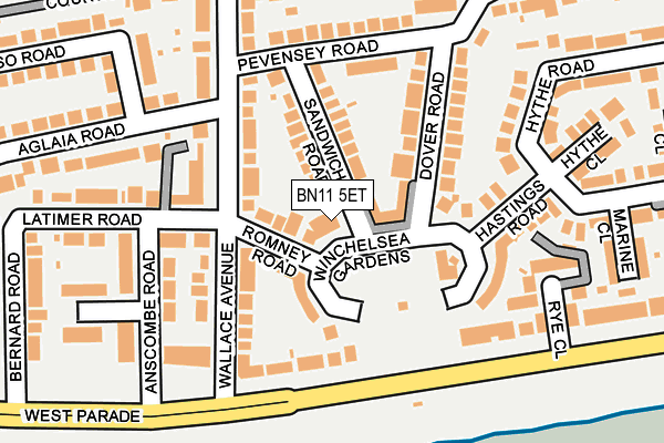 BN11 5ET map - OS OpenMap – Local (Ordnance Survey)