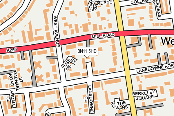 BN11 5HD map - OS OpenMap – Local (Ordnance Survey)