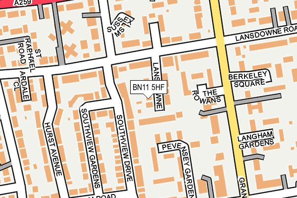 BN11 5HF map - OS OpenMap – Local (Ordnance Survey)