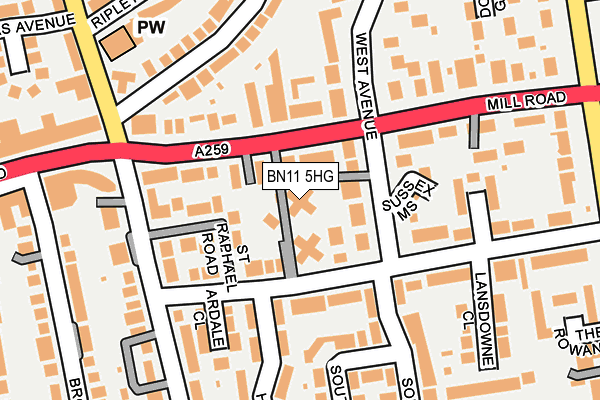 BN11 5HG map - OS OpenMap – Local (Ordnance Survey)