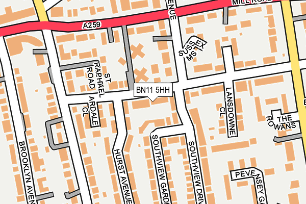 BN11 5HH map - OS OpenMap – Local (Ordnance Survey)