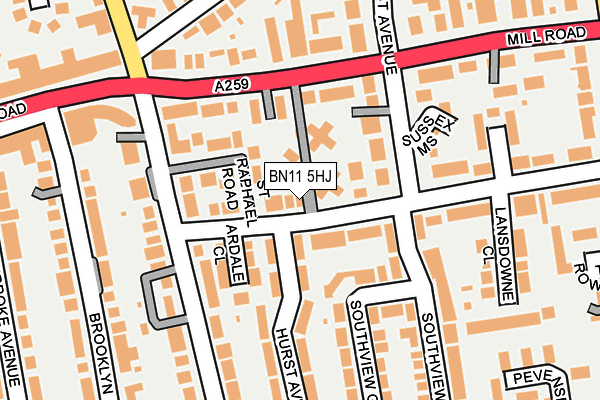 BN11 5HJ map - OS OpenMap – Local (Ordnance Survey)