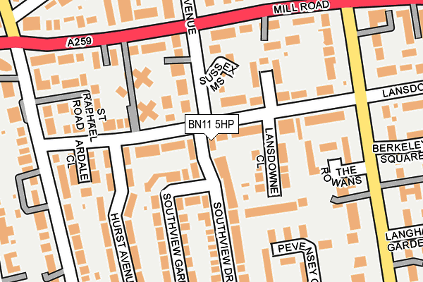 BN11 5HP map - OS OpenMap – Local (Ordnance Survey)