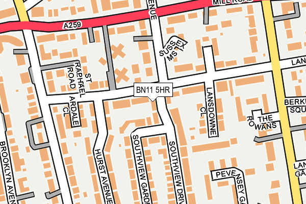 BN11 5HR map - OS OpenMap – Local (Ordnance Survey)