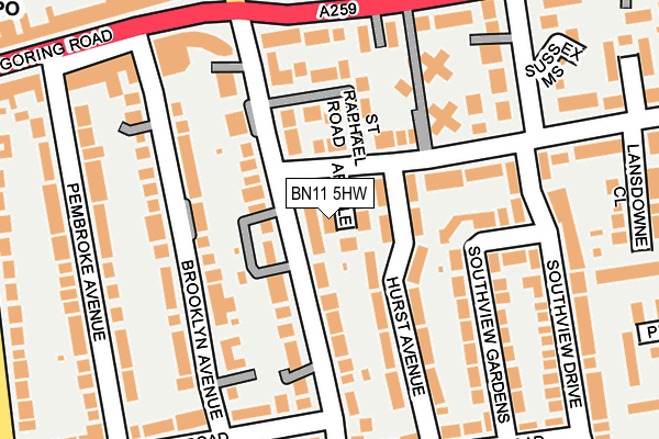 BN11 5HW map - OS OpenMap – Local (Ordnance Survey)