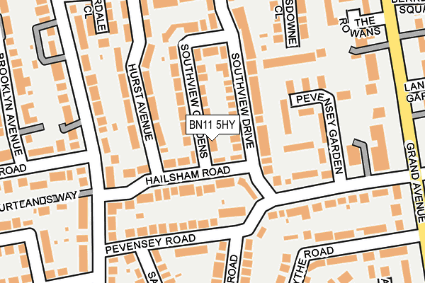 BN11 5HY map - OS OpenMap – Local (Ordnance Survey)