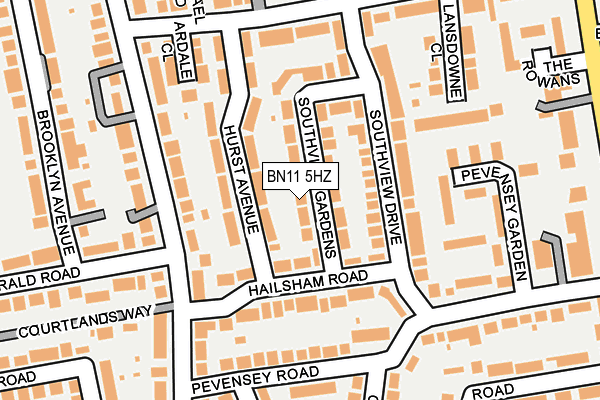 BN11 5HZ map - OS OpenMap – Local (Ordnance Survey)