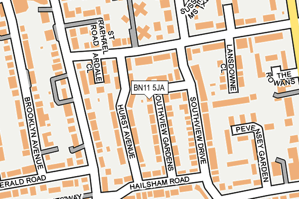 BN11 5JA map - OS OpenMap – Local (Ordnance Survey)