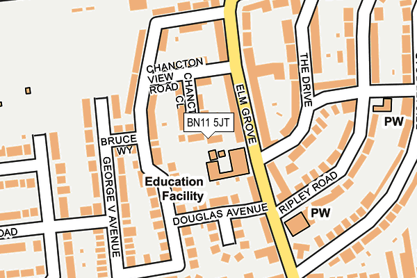 BN11 5JT map - OS OpenMap – Local (Ordnance Survey)