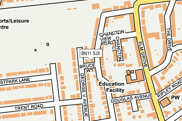 BN11 5JX map - OS OpenMap – Local (Ordnance Survey)